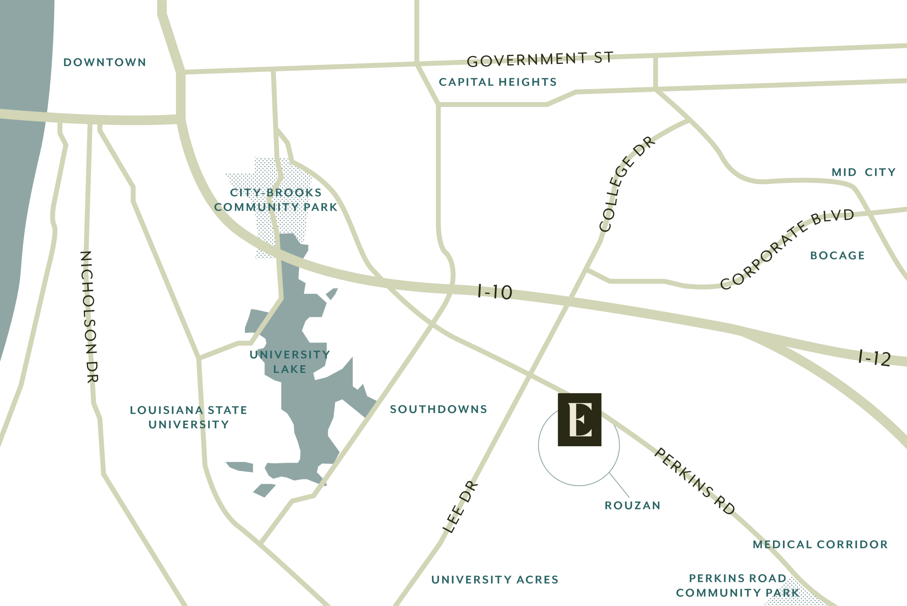 Apartment Complex Neighborhood The Everly at Rouzan Baton Rouge, LA