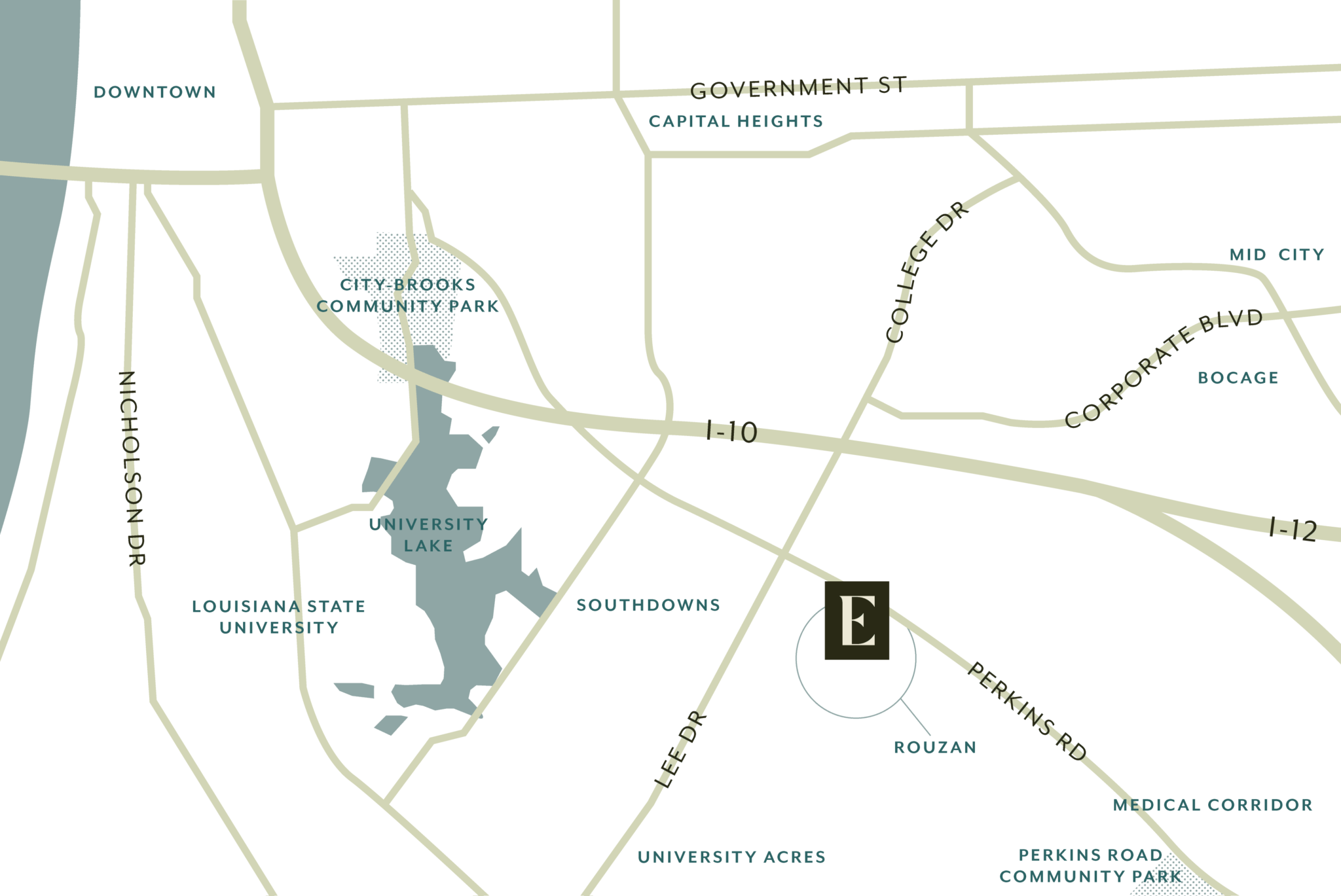 Apartment Complex Neighborhood The Everly at Rouzan Baton Rouge, LA